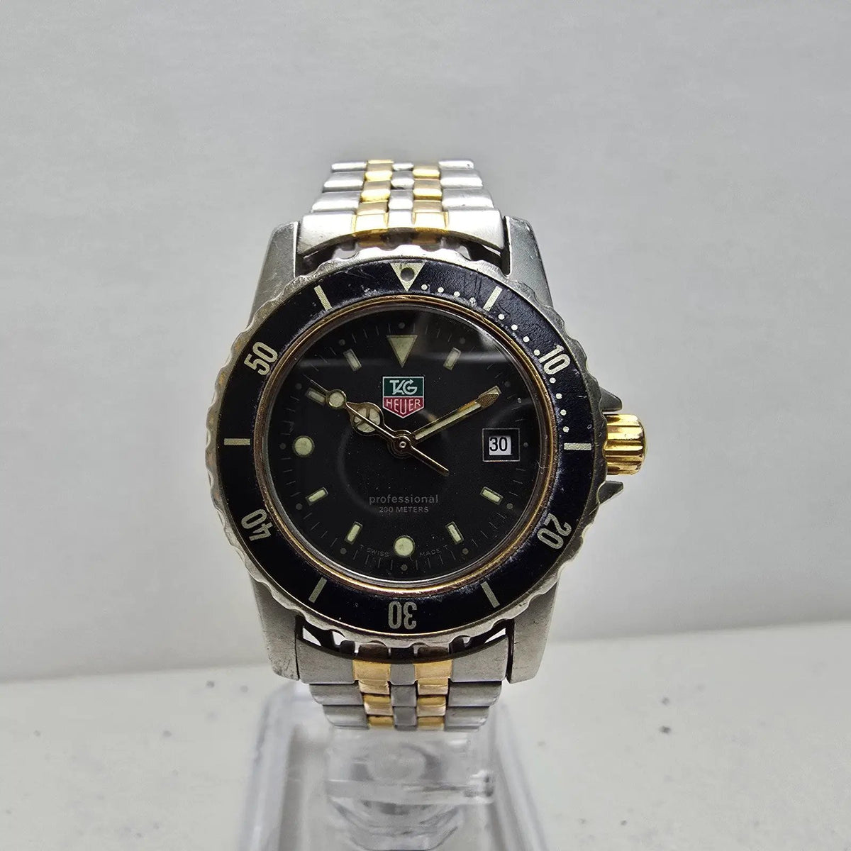 Tag Heuer Professional 200 Dive Watch Women 28mm Gold Dial Two Tone Date NewBatt0