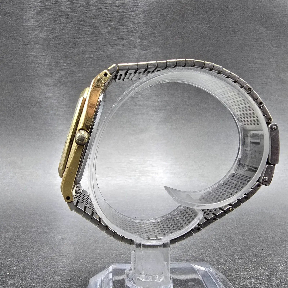 Citizen CQ Watch Men 32mm Gold Dial Gold Tone Rectangle 4-711572 Tank VTG PARTS7
