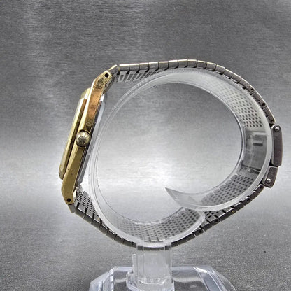 Citizen CQ Watch Men 32mm Gold Dial Gold Tone Rectangle 4-711572 Tank VTG PARTS7