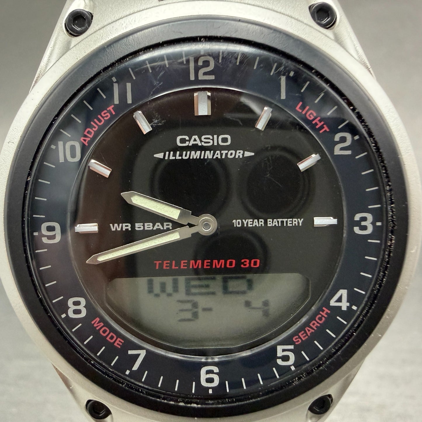 Casio Illuminator Watch Men 40mm Analog Digital Black Alarm Chrono AW-80 New Bat1