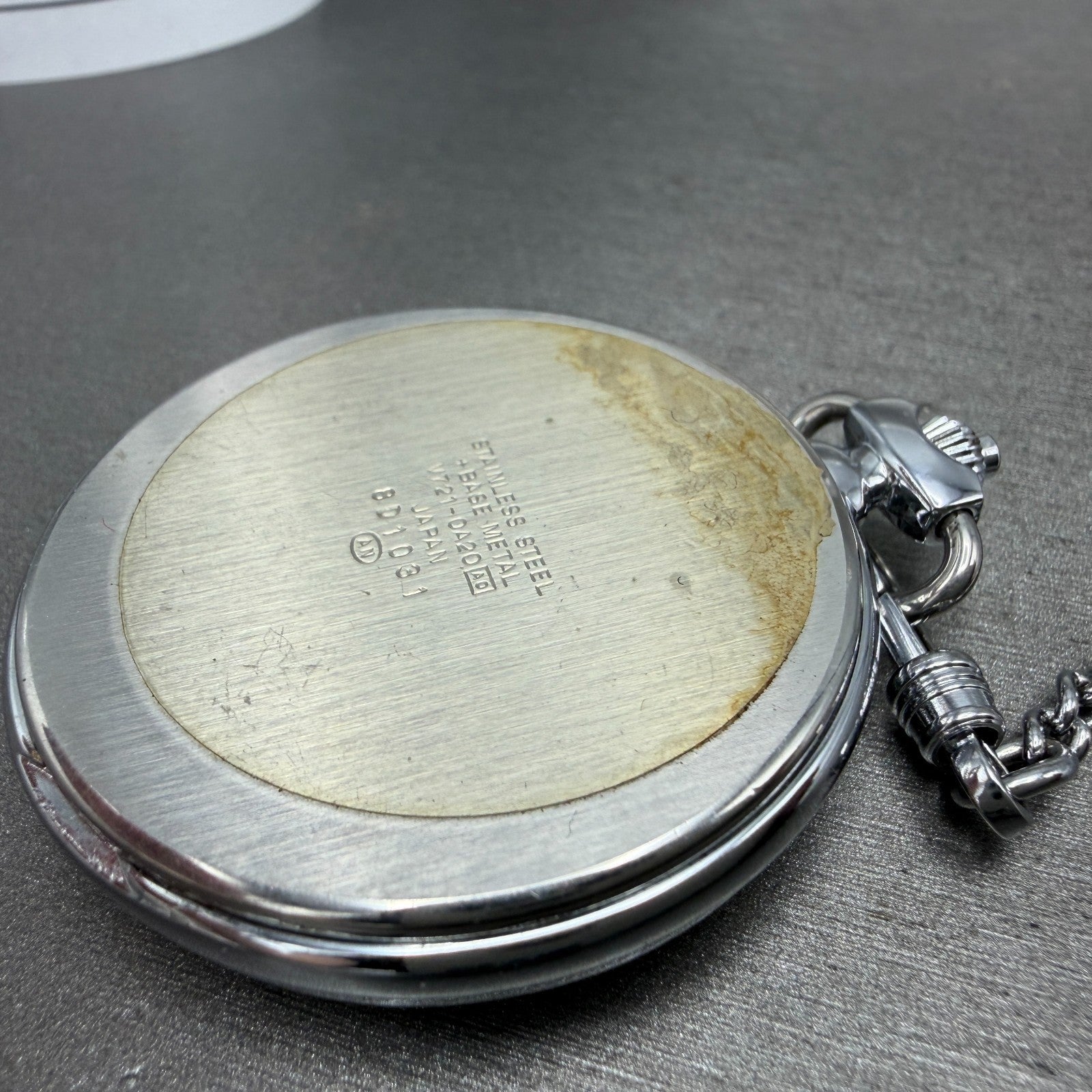 Seiko ALBA Pocket Watch Men 36mm Champagne Dial Silver Tone V721-0A20 New Batt9