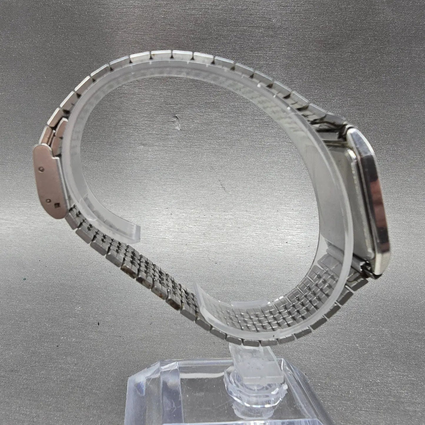 Seiko Tank Watch Men 26mm Silver Dial Silver Tone Rectangle 7430-5300 PARTS VTG10