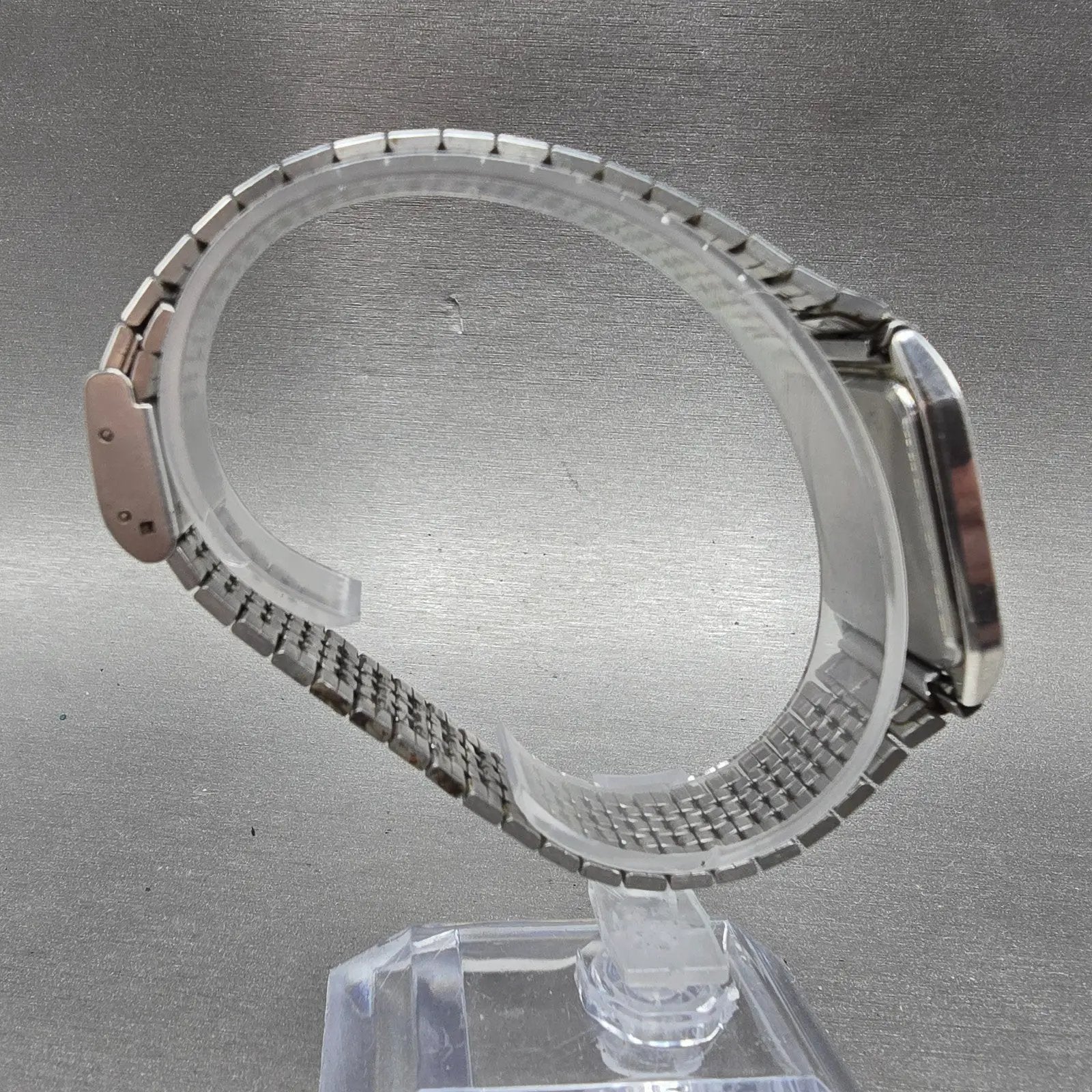 Seiko Tank Watch Men 26mm Silver Dial Silver Tone Rectangle 7430-5300 PARTS VTG10