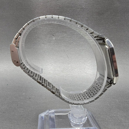 Seiko Tank Watch Men 26mm Silver Dial Silver Tone Rectangle 7430-5300 PARTS VTG10