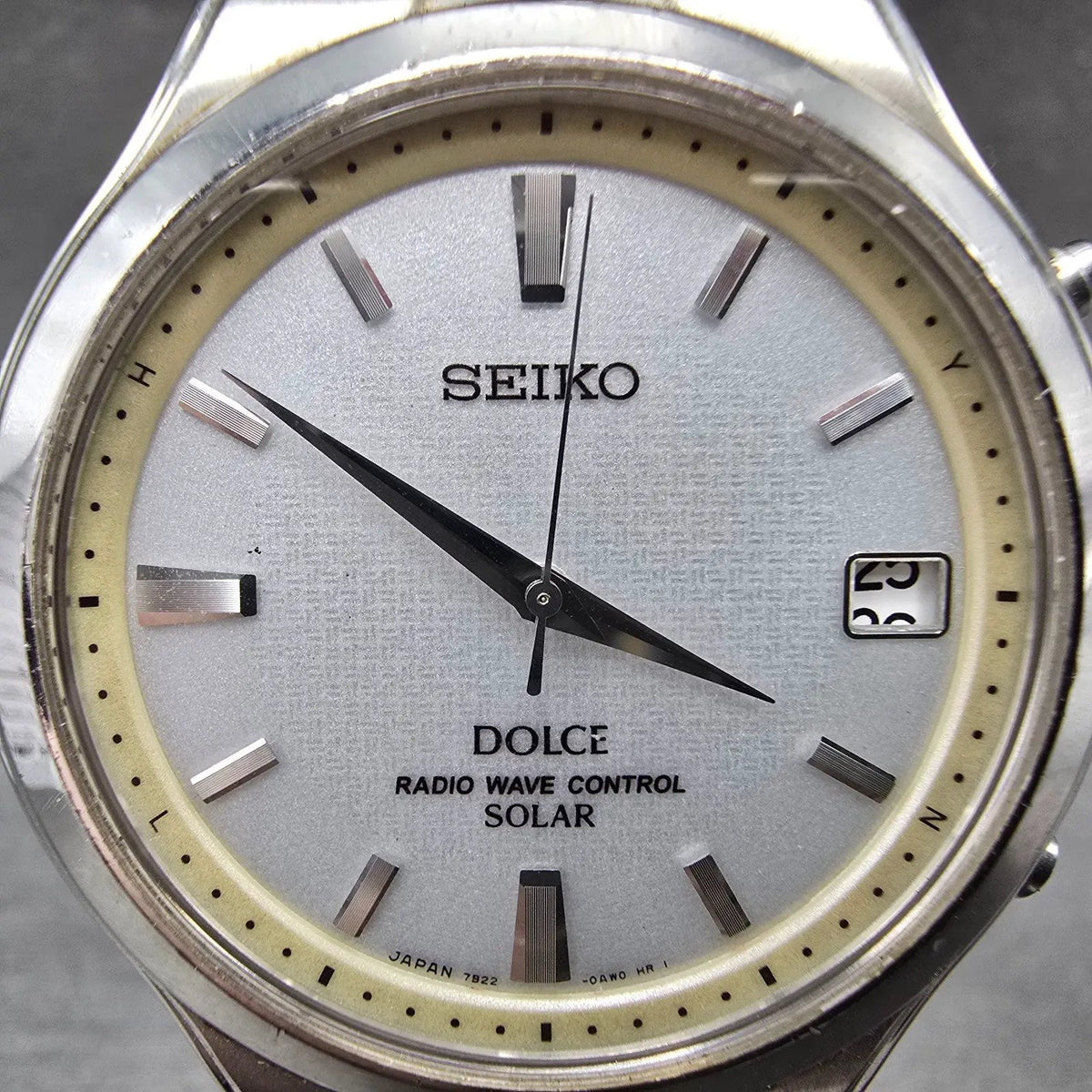Seiko Solar Watch Men 38mm White Dial Silver Tone Date Atomic 7B22-0AK0 READ!!!!2