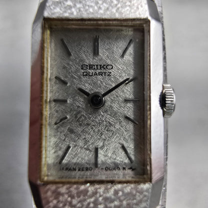 Seiko Watch Women 12mm Silver Dial Silver Tone Rectangle 2E20-5029 New Battery1