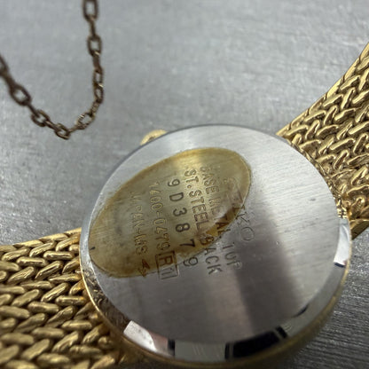 Seiko Lassale Watch Women 22mm Champagne Dial Gold Tone 1400-0479 New Battery KH9
