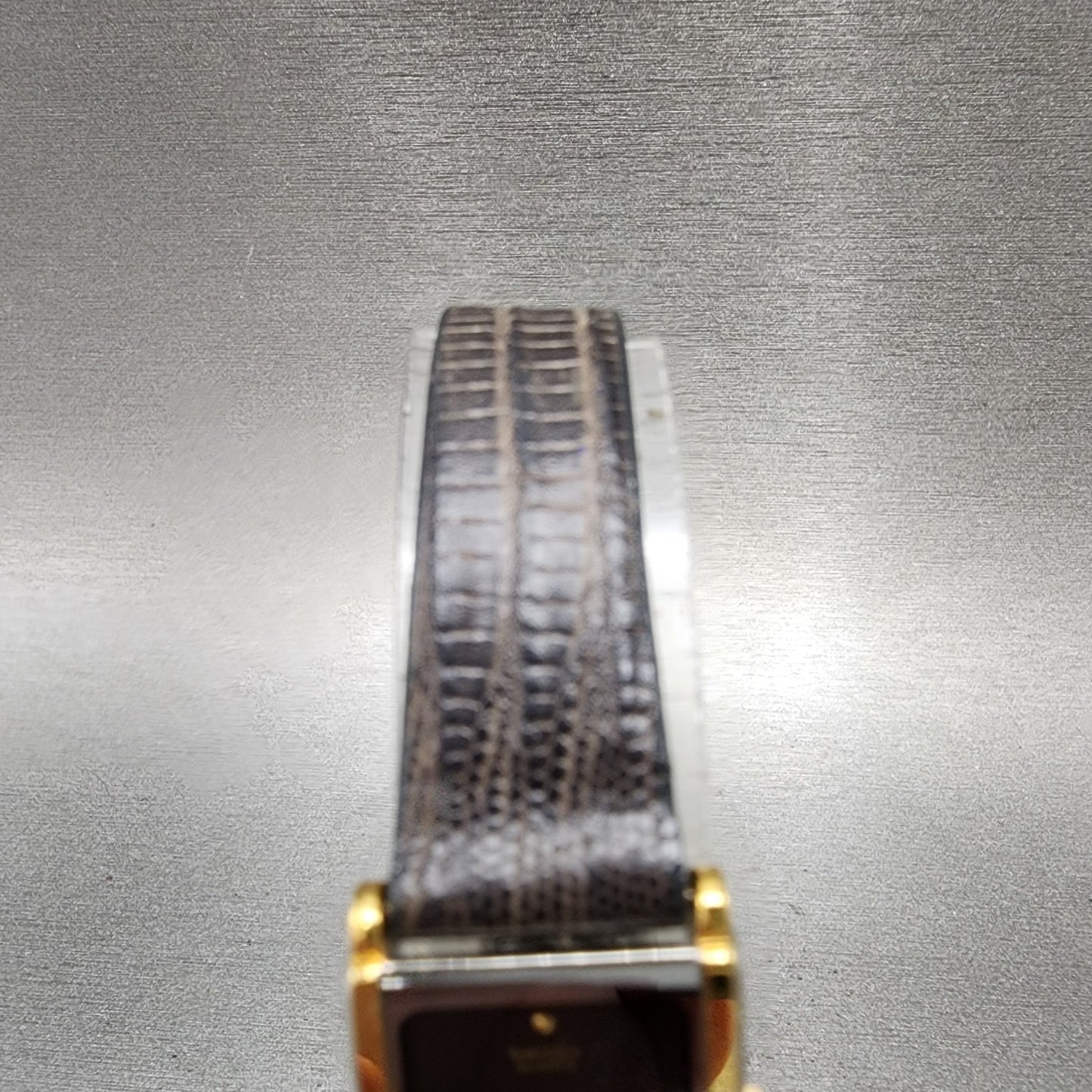 Seiko Tank Watch Women 17mm Black Dial Two Tone Rectangle 2C208249 New Batt NOS4