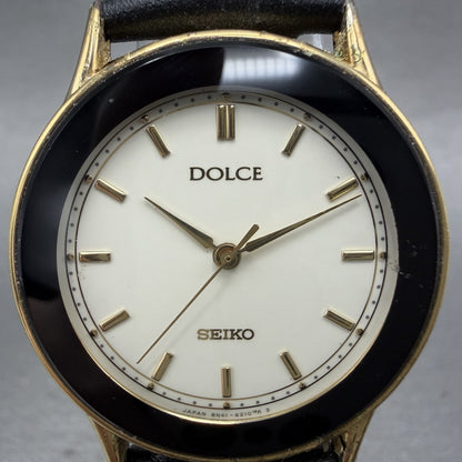 Seiko Dolce Watch Unisex 30mm White Dial Gold Tone V3016B80 New Battery1
