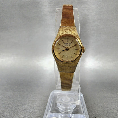 Seiko Watch Women 17mm Champagne Dial Gold Tone Round 54210039 New Battery5