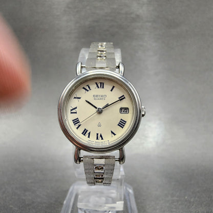 Seiko Watch Women 24mm White Dial Silver Tone Date Round 34220020 New Battery5