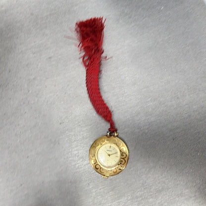 Seiko Pendent Watch Women 26mm Champagne Dial Gold Tone Round Manual Wind Runs8