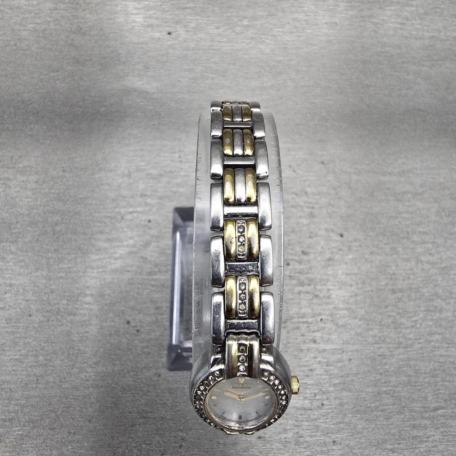 Citizen Eco-Drive Watch Women 18mm MOP Dial Gemmed Oval B023-S019214 Works4