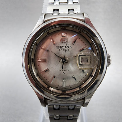 Seiko Chorus Watch Women 25mm Silver Dial Silver Tone Date Manual 2118-0200 Runs