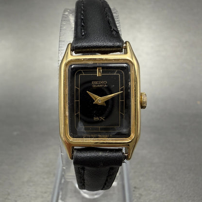 Seiko Watch Women 17mm Black Dial Gold Tone Octagon 2B20-5000 New Battery0