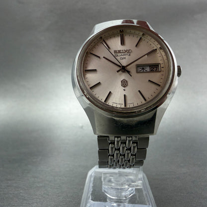 Seiko QR Watch Men 37mm Silver Dial Silver Tone Daydate 3863-7010 New Battery5