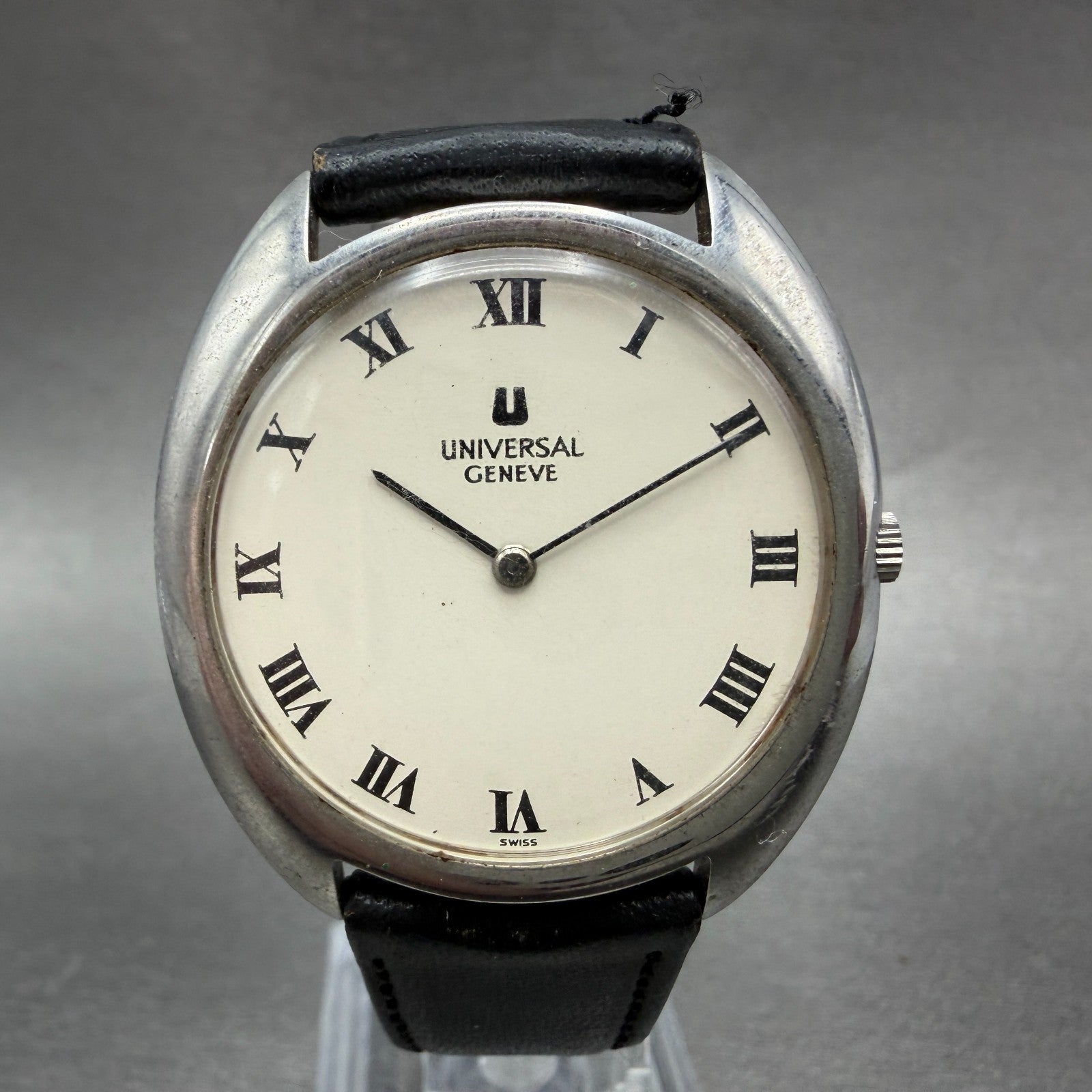 Universal Geneve Watch Men 35mm White Dial Steel Manual Wind 842111 Runs0