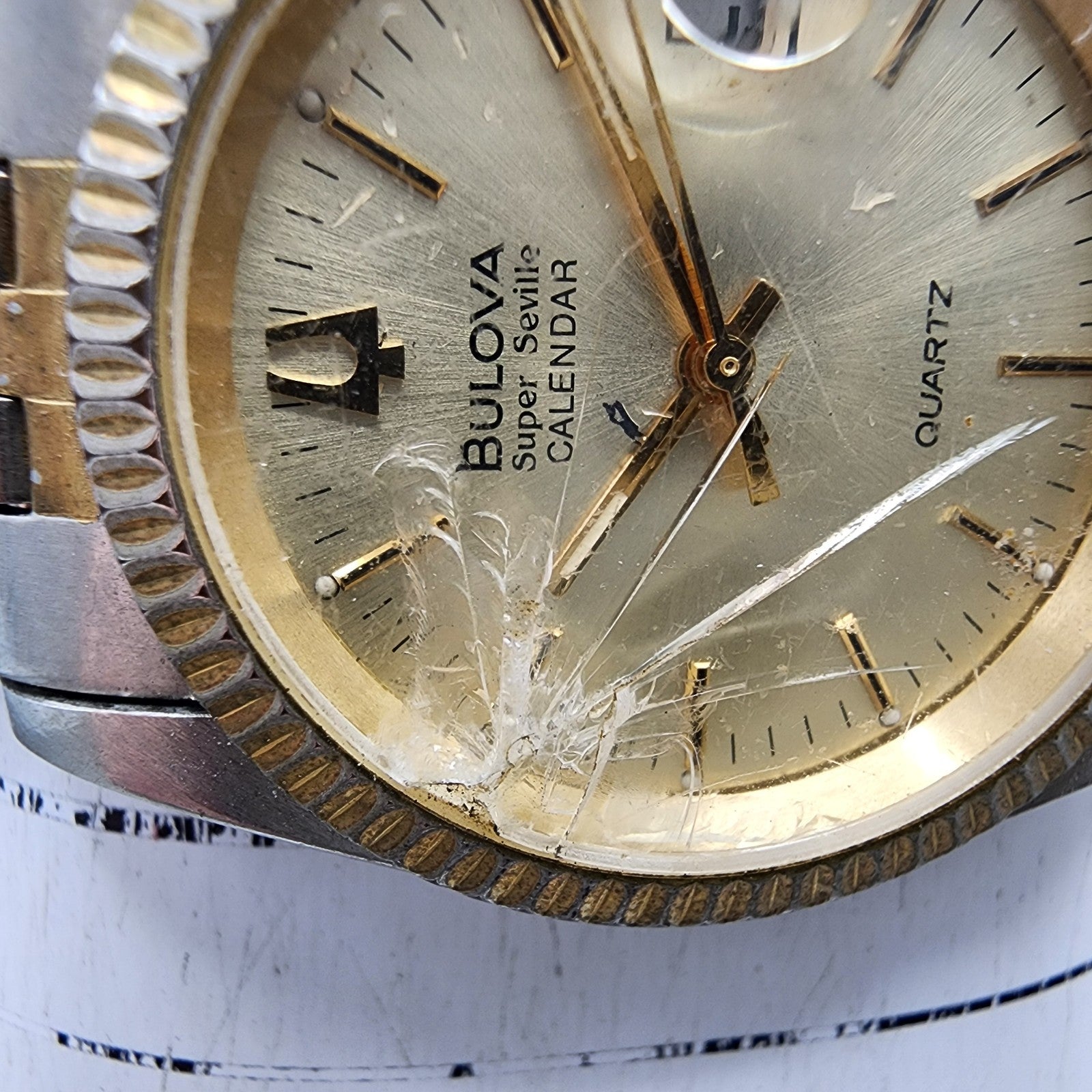 Bulova Super Seville Watch Women 31mm Champagne Dial Two Tone Date Round NewBatt11