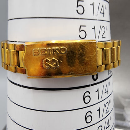 Seiko SQ Watch Women 24mm Gold Dial Gold Tone Daydate Round 34230099 New Batt9