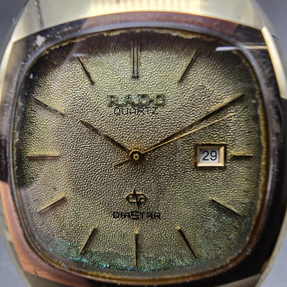 Rado Diastar  Watch Men 32mm Gold Dial Gold Tone Date Oval K162 PARTS2