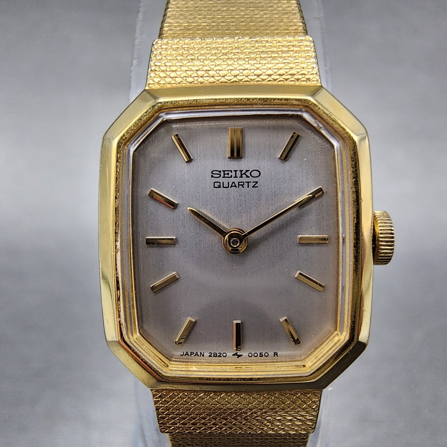 VTG Seiko Watch Women 17mm Silver Dial Gold Tone Octagon 2B205019 New Battery1