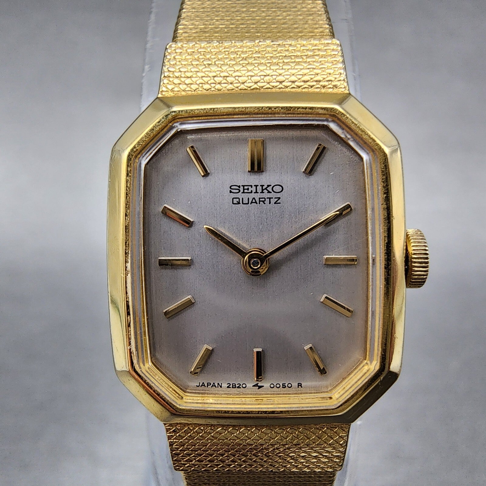 VTG Seiko Watch Women 17mm Silver Dial Gold Tone Octagon 2B205019 New Battery1