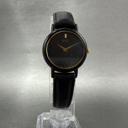 Seiko Watch Women 20mm Black Dial Black Tone Round 2y00-0G49 New Battery VTG ABC5