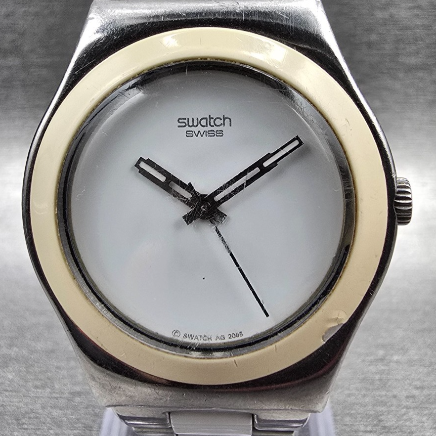 Swatch Tresor Blanc Watch Women 33mm White Dial Silver Tone YLS141GC New Battery1