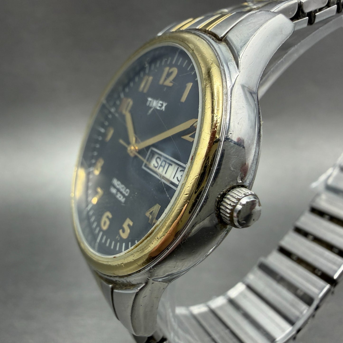 Timex Easy Reader Watch Men 36mm Gray Dial Two Tone Date Round new Battery ABDC2