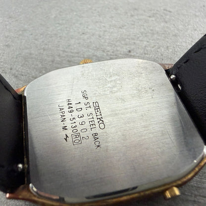 Seiko Analog Digital Watch Men 30mm Champagne Dial Gold Tone H449-5130 New Batt9