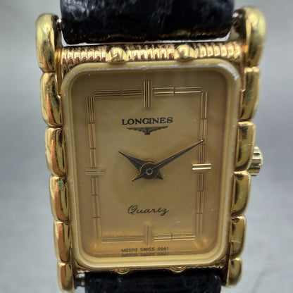 Longines Tank Watch Women 17mm Gold Dial Gold Tone Rectangle New Battery VTG1