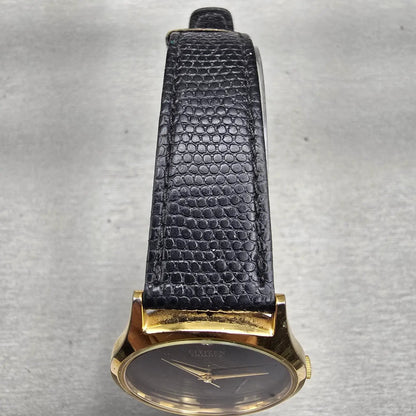 Citizen CQ Watch Men 32mm Black Dial Gold Tone Round 6031-K02716 New Battery VTG4