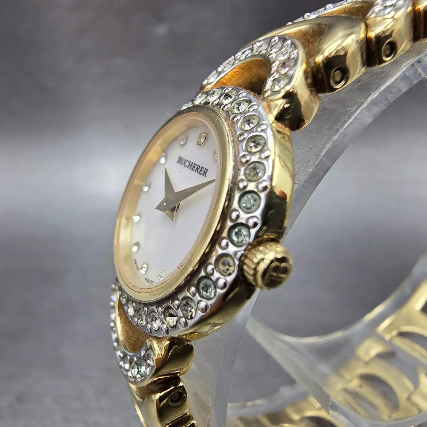 Bucherer Watch Women 20mm MOP Dial Gold Tone Round 901 544 New Battery Crystals2