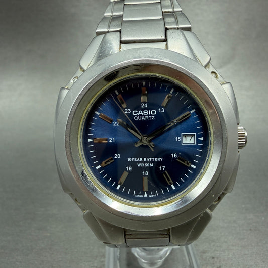 Casio MTP-3050 Watch Men 41mm Blue Dial Silver Tone Date Round New Battery MHY0
