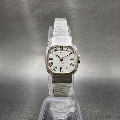 Citizen Claire Watch Women 17mm Silver Dial White Gold Plated Manal Wind  Runs5
