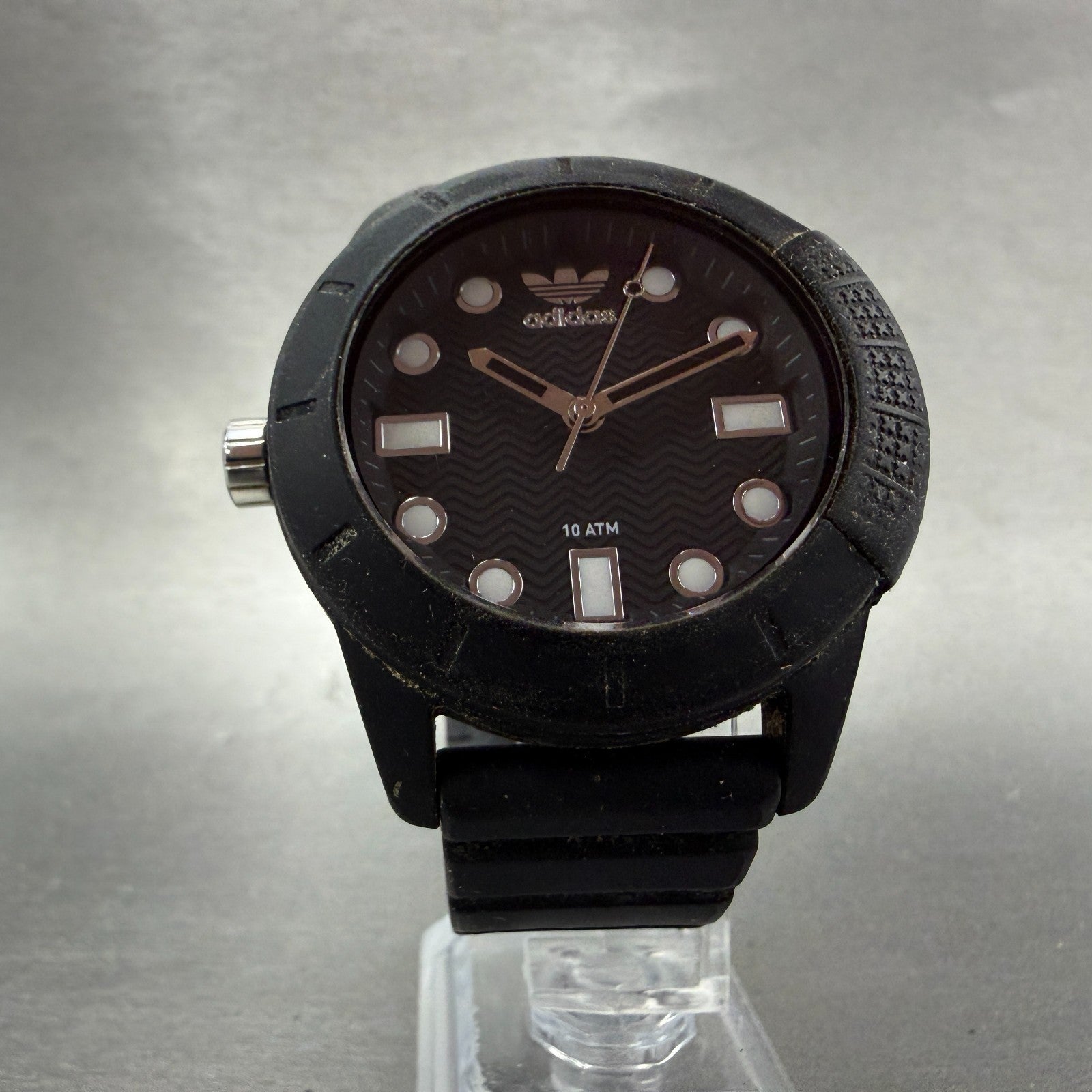 Adidas Watch Men 44mm Black Dial Black Tone ADH3101 Round New Battery5