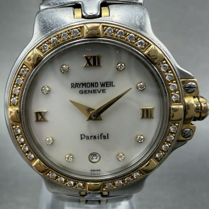 Raymond Weil Parsifal Watch Women 27mm MOP Dial Steel Diamond Bezel Date NewbatA1