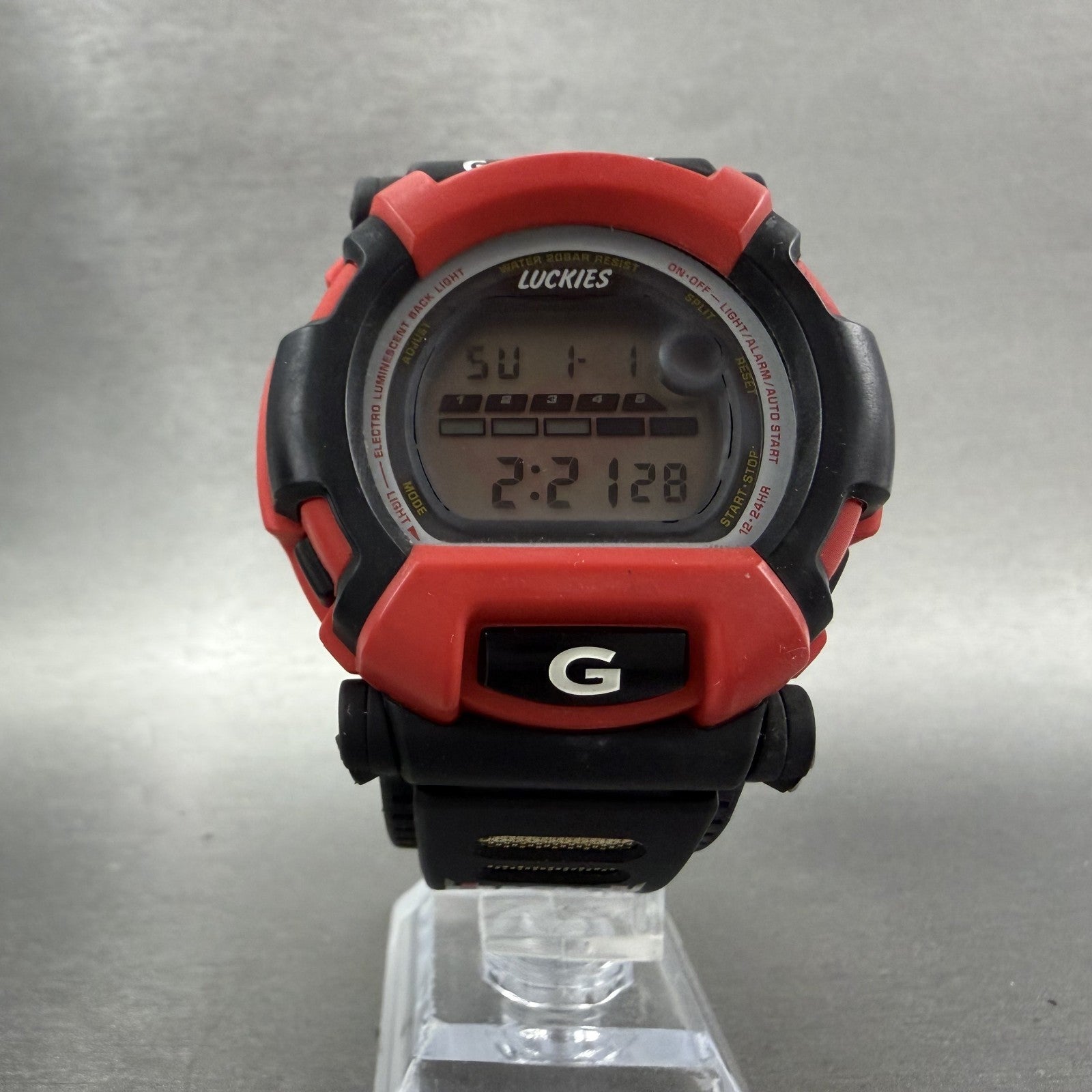 Casio GShock DW002 Watch Men 48mm Lucky Strike Digital Black Red New Battery5