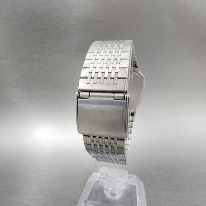 Seiko Digital Watch Men 29mm LCD Silver Tone Octagon F4414010 Thin PARTS8