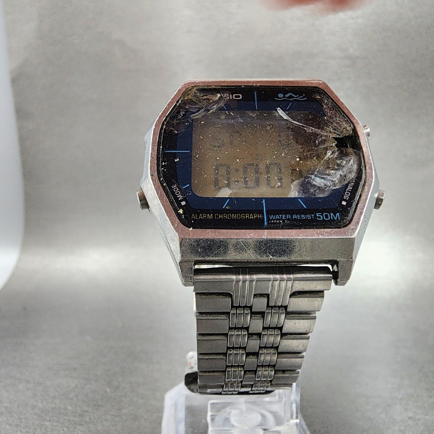 Casio AA92W Thunder Watch Men 35mm Digital Silver Tone Alarm Chrono READ!!!5
