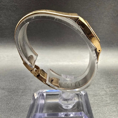 Seiko Watch Women 19mm Champagne Dial Gold Tone Round 2C20-0029 New Battery VTGT8