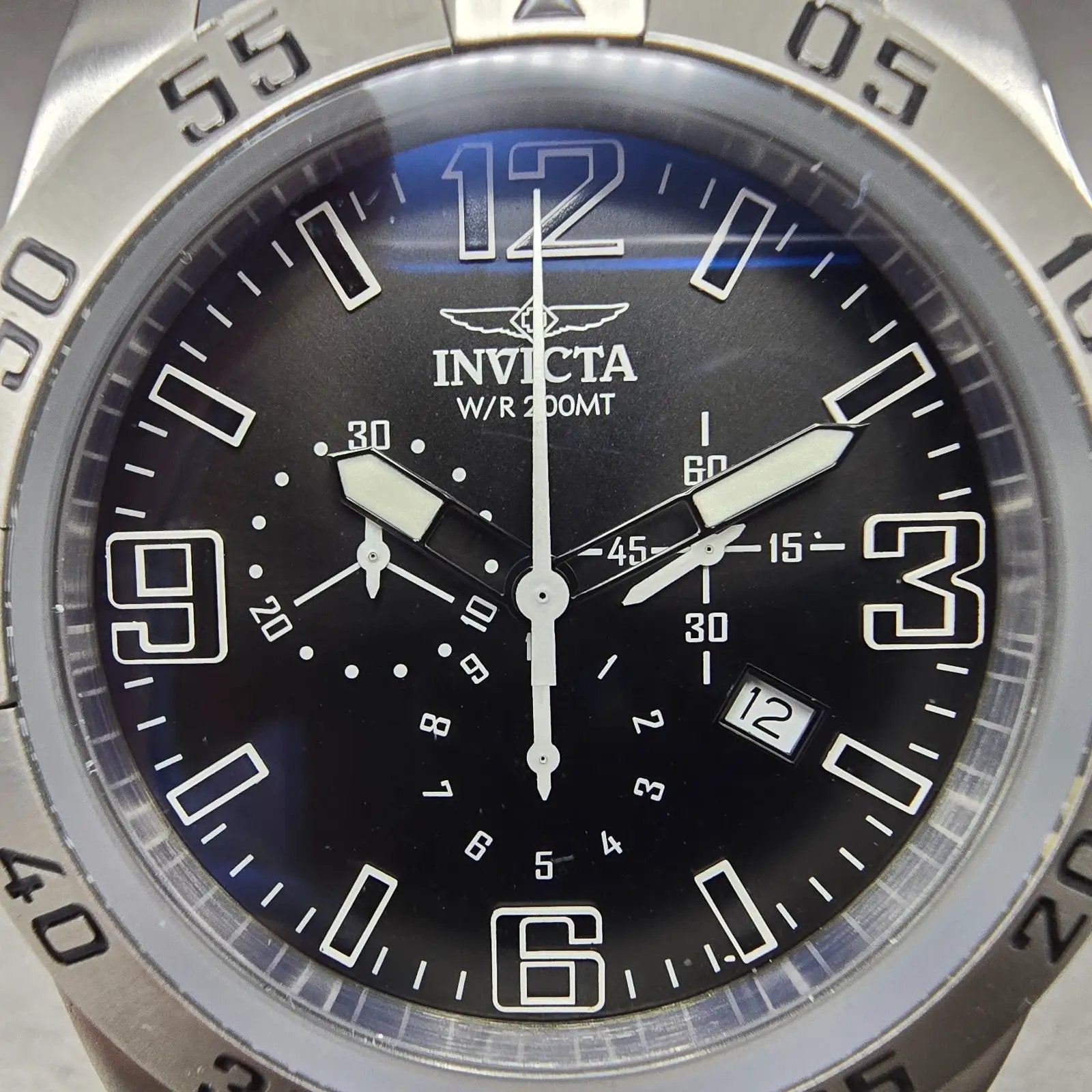 Invicta Excursion Sport Chronograph Watch Men 49mm Black Dial Steel READ! NewBat2