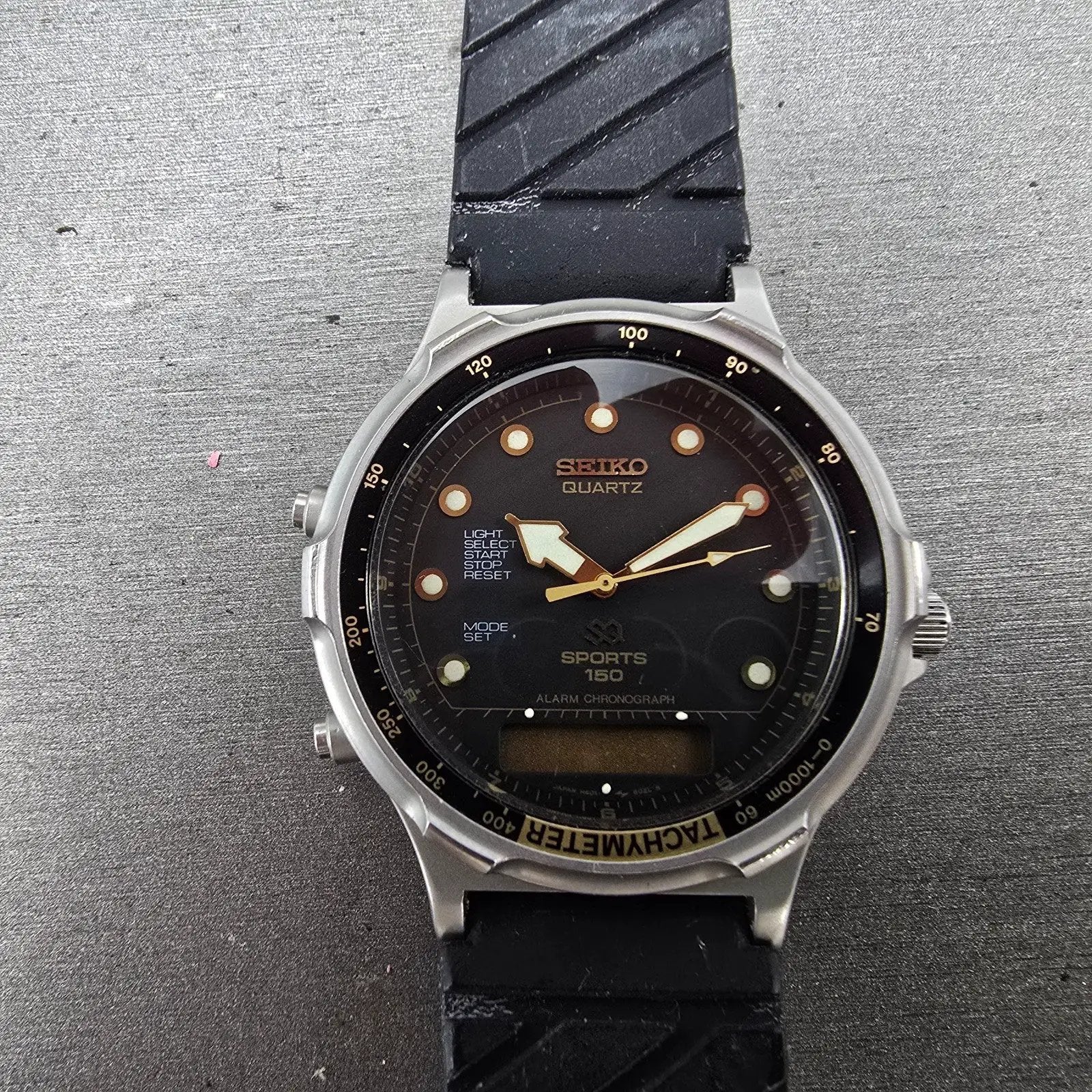 Seiko Sports 150 Ani Digi Dive Watch Men 40mm Black Dial Steel H601-802A PARTS0