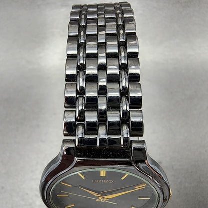 Seiko Watch Men 34mm Black Dial Black Tone Round v7011k20 New Battery4
