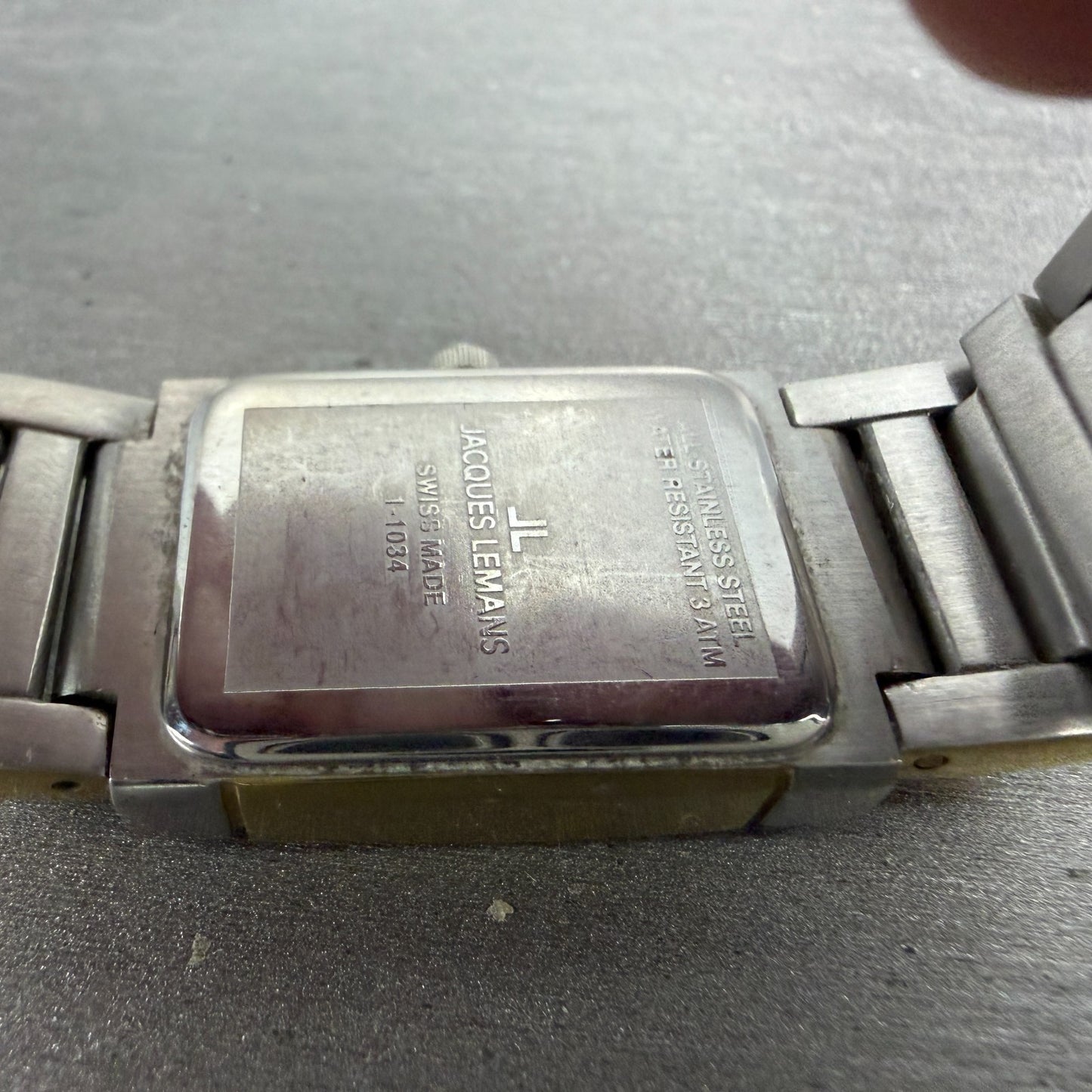 Jacques Lemans Tank Watch Women 20mm Black Dial Two Tone Rectangle New Battery9