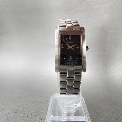 Bulova Tank Watch Women 18mm Black Dial Silver Tone Rectangle 96L37 New Battery5