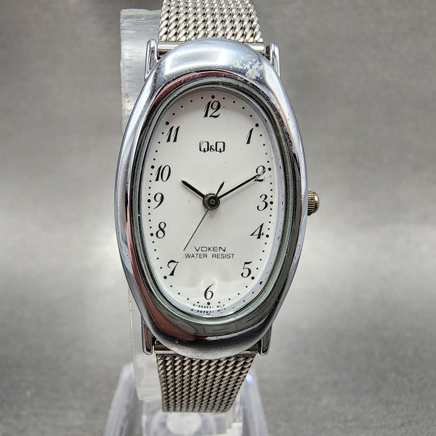 Citizen Q&Q Watch Women 21mm White Dial Silver Tone Oval Mesh Band New battery0
