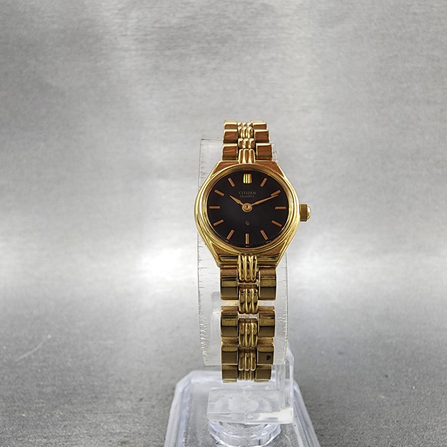 Citizen CQ Watch Women 17mm Black Dial Gold Tone Round 3220S28171 New Battery5