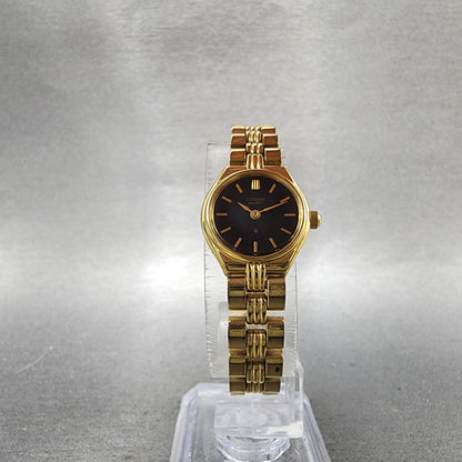Citizen CQ Watch Women 17mm Black Dial Gold Tone Round 3220S28171 New Battery5