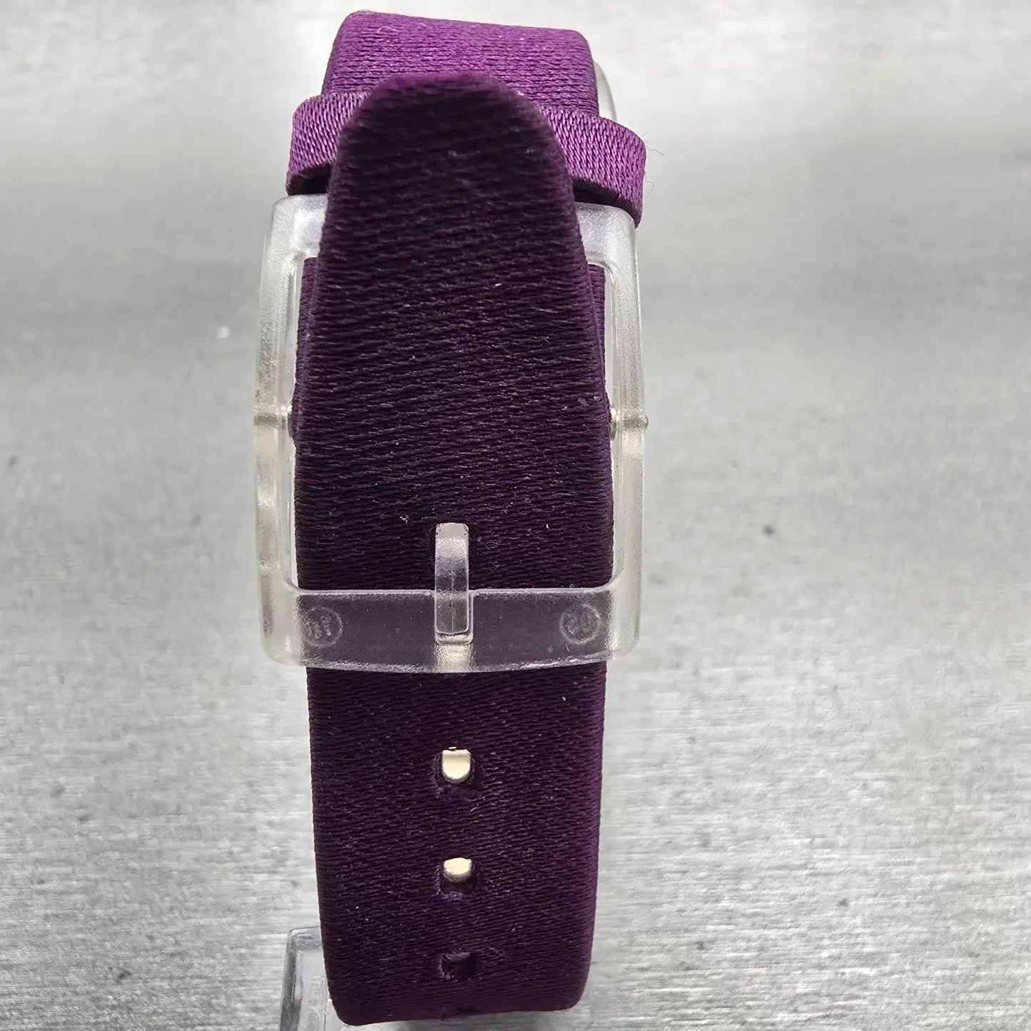 Swatch Skin FLOWER TRACK Watch Women Purple Dial Clear Case SFK278 New Battery7